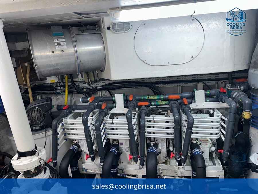 Chilled-water piping in a vessel engine room