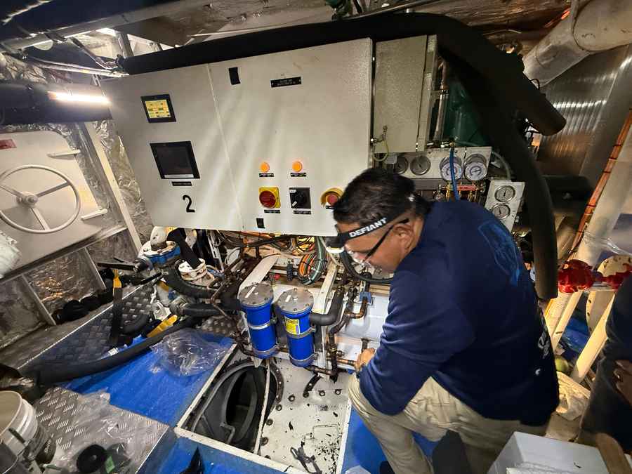 Cooling Brisa technician working on marine chiller system